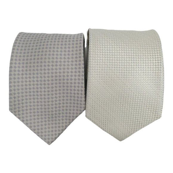 Nicole Miller Jones New York Silk Ties Gray Blue White Cream Lot Of 2 - Picture 9 of 12